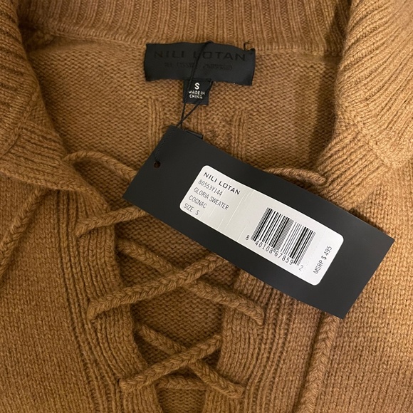 Nili Lotan - Gloria Sweater - Cognac Lace Up Sweater - NWT - Picture 8 of 9